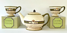 NEW Celtic Claddagh Ceramic Teapot & 2 Tea Cups Grasslands Roads picture