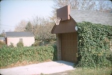 1966 Detached Garage Basketball Hoop Backyard Vintage 35mm Slide picture