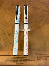 Two 1990s Parker Roller Ball Pens Music graphics, pink and blue. FUN picture