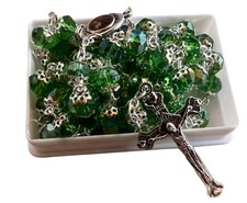 Catholic Green Jerusalem Crystal Rosary picture