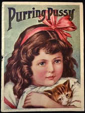 Vintage 1915 Purring Pussy Children’s Booklet American Colortype Tabby Kitten  picture