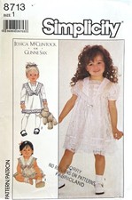 1980's Simplicity Toddlers' Dress Jessica McClintock Pattern 8713 Size 1 UNCUT picture