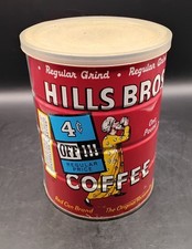 (BoxS) Vintage 1 Lb Hills Bros Coffee Can Tin Sealed Full NOS W/Lid picture