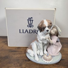 Lladro LLADRO Figurine Birthday Kiss Saint Bernard Cake w/ Box Model Number 6632 picture