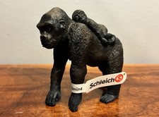 NEW Schleich Female Gorilla Baby On Back Adult 2011 Ape Animal Figure Retired picture