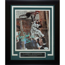 Larry Johnson Autographed Grandmama Deluxe Framed 8x10 Photo - JSA picture