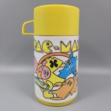 VTG PAC-MAN Thermos by Aladdin Bally Midway 1980 Complete w/ Original Top Lid picture