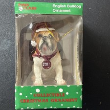 Paws by Claus Christmas tree ornament English Bulldog dated 2011 in original box picture