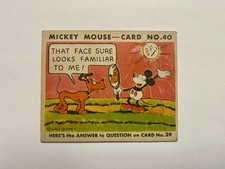 1935 Mickey Mouse Gum Card R89 TYPE 2 - #40 - RARE - That Face Sure Looks… picture