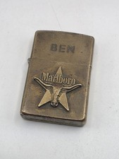 Vintage 1991 Marlboro Longhorn Steer Star Solid Brass Zippo Lighter BEN D VII picture