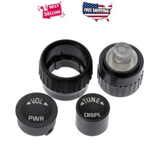 Radio Control Knob Set 4 Pack Black Replacement Fits Various Car Audio Systems picture