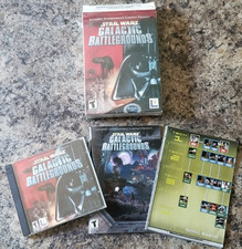 Star Wars: Galactic Battlegrounds Box Set (PC CD-Rom) Disc, Instructions, Poster picture