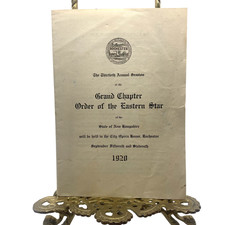 Vintage 1920 Order Eastern Star Grand Chapter Program Rochester New Hampshire picture