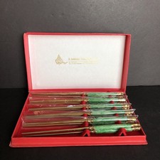 Vintage 6 Pairs Chopsticks Brass 8 inch Made in Thailand NIB picture