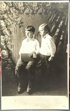 RPPC Two Boys Portrait Bow Ties c1910-1918 Divided Back Badger picture