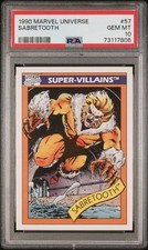 1990 Marvel Universe Sabretooth #57 PSA 10 X-men Trading Card MCU Gem Mint picture