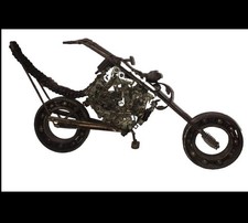 RARE OOAK Vintage Steam Punk ￼Weld Art Sculpture Figurine Chopper Motorcycle 22” picture
