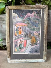 Antique Old Mughal Miniature Painting Print Framed picture