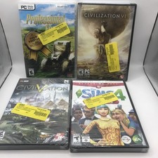 Lot Of 4 Pc Games Sealed TORN WRAP , Sims 4: Get Famous Civilization V / VI picture