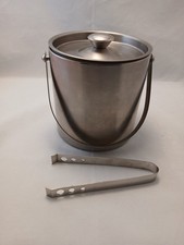 VTG ICE BUCKE STAINLESS STEEL WITH TONGS  6 1/8