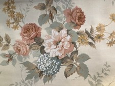 5Yard Vintage 1982 UK Design Arthur Sanderson 'Rosamund' Rose Fabric Linen Blend picture