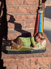 Vintage 50's Rare Large Plaster Mexican Monkey Lion Chongoleo Cartoon  Lamp $75 picture