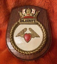 Royal Navy H.M.S. Alacrity Engraved Wooden Crest British United Kingdom U.K. picture