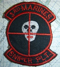 SNIPER - Patch - USMC, 3rd SNIPER PLATOON - BLACK OPS RECON - Vietnam War, D.577 picture