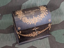 Pre WWII Vintage German Berchtesgaden 1935 Wooden Lock Box & Key 1930s Edelweiss picture
