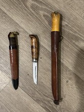 3 Vintage  Pukka Knives.  1) K.J. ERIKSSON  Mora, SWEDEN 2 Made In Finland picture