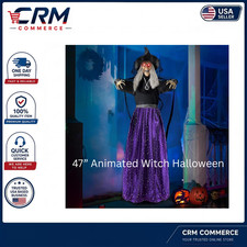 47” Animated Witch Halloween Decorations Outdoor Indoor Talking Sound Activated picture