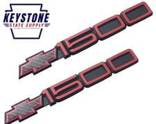 1990 1991 Chevrolet Silverado 1500 Red Door Emblems Badge Decal Replacement 2pc picture