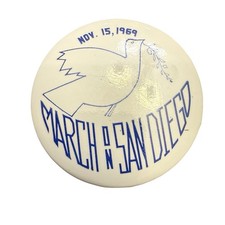 1969 Peace March Dove Button Cream Blue Collectible Vintage Protest Memorabilia picture