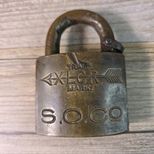 Vintage Standard Oil S.O. Co Corbin XLCR Brass Padlock Lock No Key picture