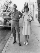 Lieutenant Mrs Anthony Biddle Duke pose a sidewalk Palm Beach Flor- Old Photo picture