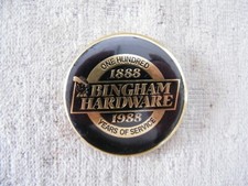Vintage BINGHAM HARDWARE STORE 100th Anniversary Pinback button ACE Hardware picture