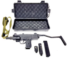 Mini UZI Submachine Gun Pistol LIGHTER Metal Jet Torch Flame & Padded Case Black picture