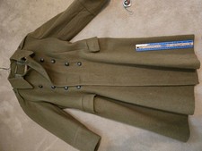 Vintage WW2 US ARMY OFFICERS SERVICE OVERCOAT 38 Reg Full Length Olive Wool 1942 picture