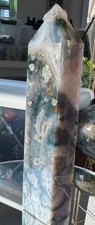 Mystic 6” 322g Crystal Druzy Green/Blue Moss Agate Tower Item#B102 picture