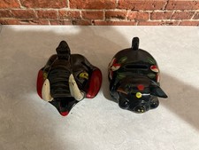 2 Vintage  Smoker Ashtrays Pig & Elephant ~ Smoke Exits Holes Piggy bank JAPAN picture