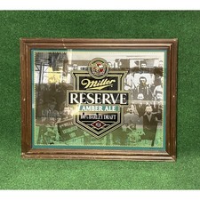 VINTAGE MILLER RESERVE AMBER DRAFT BEER MIRROR SIGN 70’s 80’s BAR GIFT MEN picture
