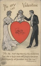 Fred C. Lounsbury My Valentine Couple with Cupid, Red Heart, Shakespeare Quote picture