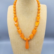 Vintage Chunky Egg Yolk Butterscotch Bakelite Bead Necklace 22