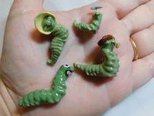 VTG HAGEN RENAKER CATERPILLAR INCH WORM FAMILY SET 4 MINI FIGURINES 1950s picture