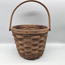 Vintage 1989 Longaberger Medium Fruit Basket, Inverted Base & Swinging Decor picture