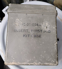 Vintage US Military Inert FIRST AID KIT CASE OD Green Hard Box 6545-01-094-6136 picture