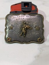 Vintage Sterling Silver Front Belt Buckle Aleppo Shrine Bullriding Trophy 1987  picture