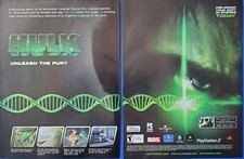 The Hulk PC PS2 Xbox GameCube 2003 Vintage 2 Page Promo Print Ad Unleash Fury picture