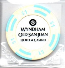 Wyndham Casino Old San Juan P.R. 1 Dollar Gaming Chip as pictured picture