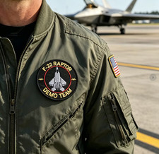 STRIKING USAF F-22 RAPTOR DEMO TEAM EMBROIDERED IRON-ON PATCH... picture